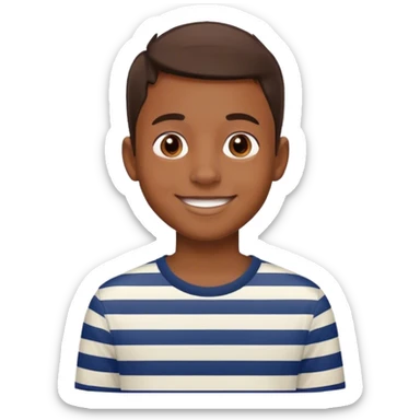 smiling boy in striped shirt sticker
