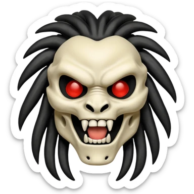 smiling bone predator from movie predator with rasta black hair sticker
