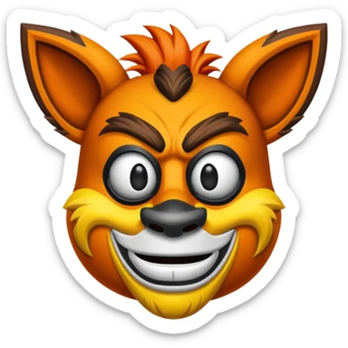 Crash Bandicoot character wearing Uka Uka mask sticker