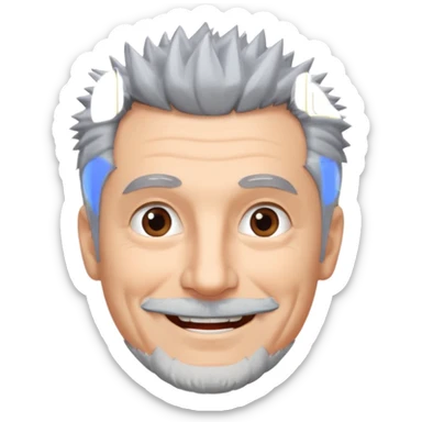 homme 60 ans cheveux gris piques petite barbe sourir sticker