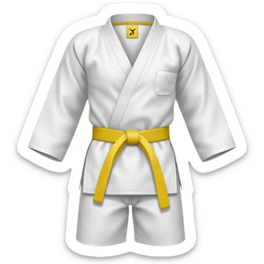 karate gi with a yellow belt sticker