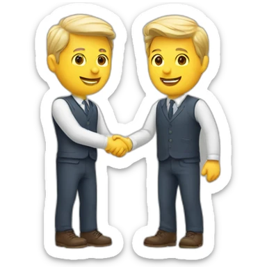 two white guys shaking hands sticker