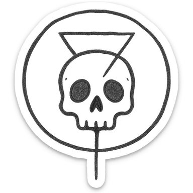 hand-drawn mystical Sleep Token logo with rough monochrome lines sticker