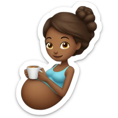 Pregnant woman with coffee sticker
