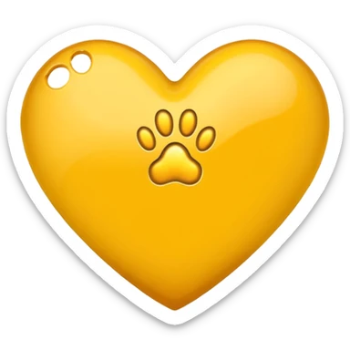 yellow heart with a paw print sticker