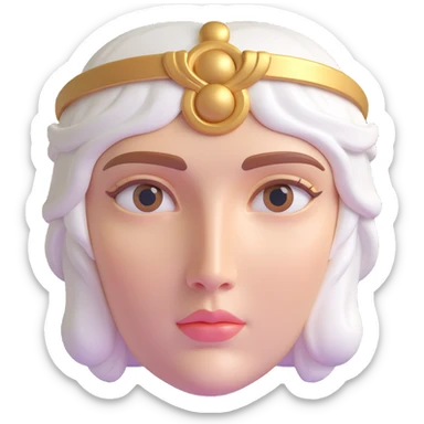 Make the colors silver and give the face a statue-like, marble texture, keeping the 3D close-up Athena style, with no background. sticker