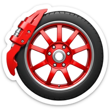 Car wheel emoji with red brake caliper sticker