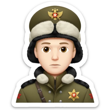 crazy russian soldier man with ushanka sticker