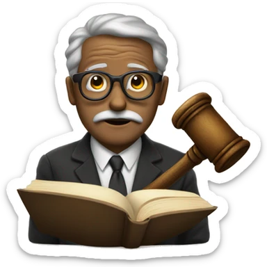 Boring male, glasses, old, with a book, judges hammer sticker
