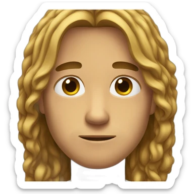 sad guys long hair brun with sweat  sticker