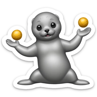 a Circus cute seal juggling two metal ball sticker