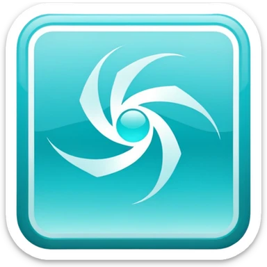 a Tiny compressed Stylized light-turquoise wind wind symbol inside a gradient white square icon, light turquoise borders sticker
