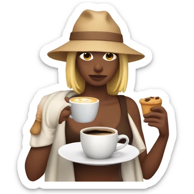 chica con una manta y un cafe calentito en la mano sticker