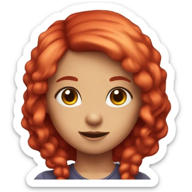  a girl with devil horns, red hair, red eyes sticker