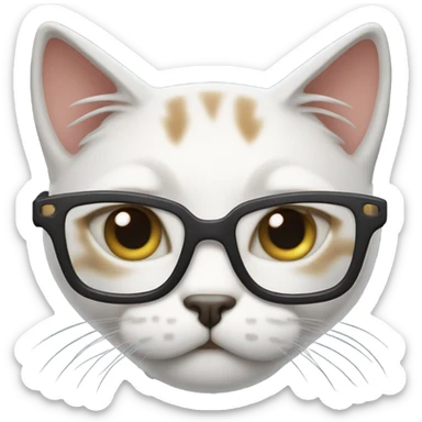 cat with glasses and very tired eyes sticker