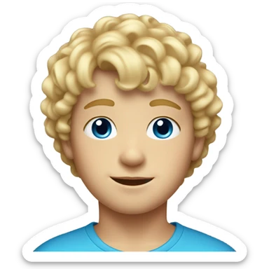 9 year old boy with blonde curly haired mullet and blue eyes sticker