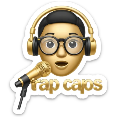 logo of 'Trap Capos' with striking typography, rap elements like microphone and glasses sticker