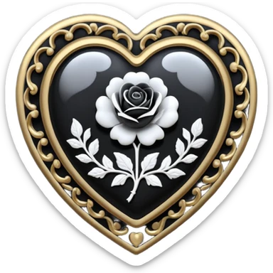 heart with gothic black cameo brooch sticker