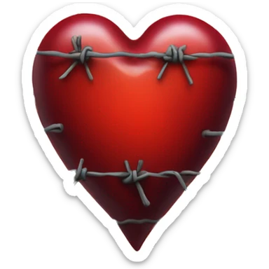 A red heart bleeding with barbed wire wrapped around it sticker