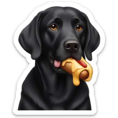 black labrador eating hotdog sticker