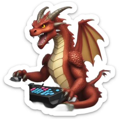 A dragon who play video games sticker