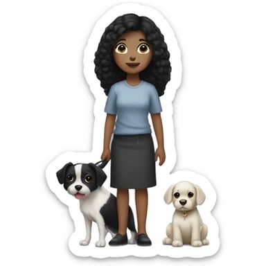 medium black hair girl holding a black nd  dog sticker