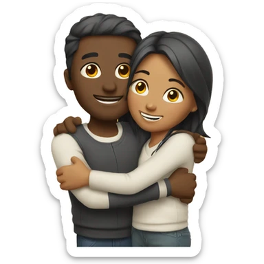 couple hug with warm smiles sticker