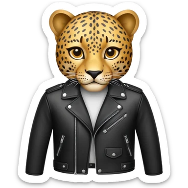 leopard in leather jacket sticker