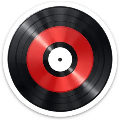 a black vinyl record red center sticker