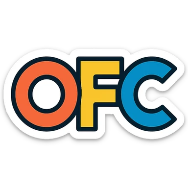 OFC letters, geometric and modern, as a logo sticker