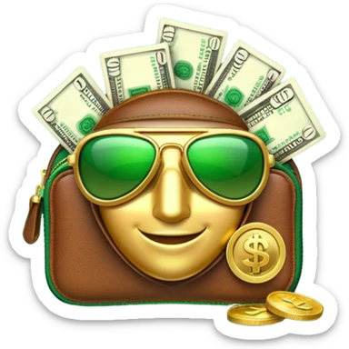 Aviator money emoji, wallet full of cash, casino vibe, premium 3D emoji style, clean, no background
 sticker