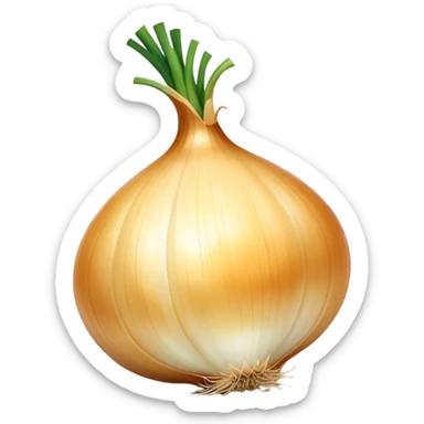 Cinematic crisp white onion, slightly peeled to reveal smooth layers, warm golden tones, rustic and fresh, soft glowing highlights. sticker
