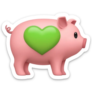 Pig with green heart sticker