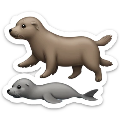 Mean dog chasing a seal  sticker