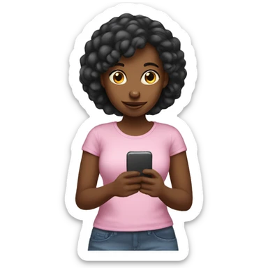 Black girl texting sticker
