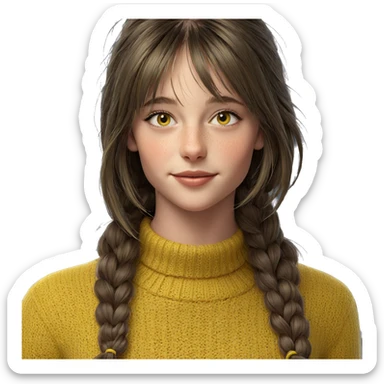 smiling girl in yellow sweater sticker