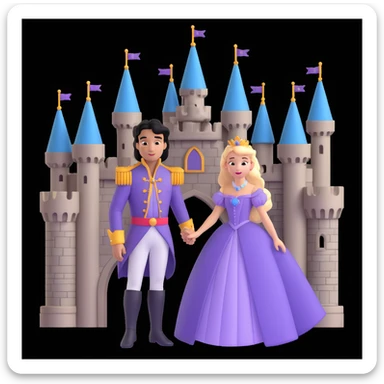 prince and princess disny dress close up photo in castle sticker