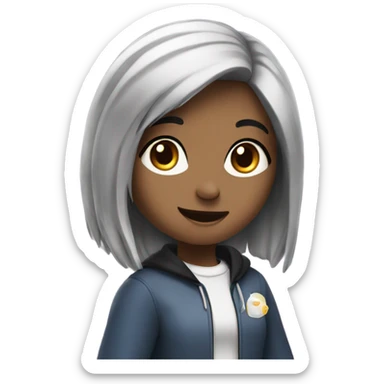 girl student with black hair likes music and chemistry sticker