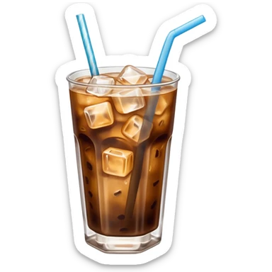cold coffee emoji, a glass of iced coffee with ice cubes and a straw sticker