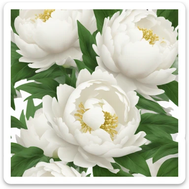 White peonies bouquet  sticker