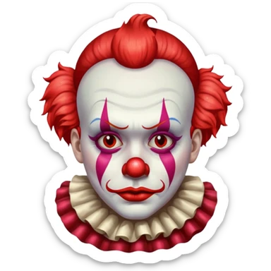 red glitter clown with the sad facial expression sticker