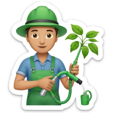 Gardner with hose sticker