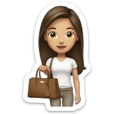 girl with brunette hair holding a birkin bag sticker