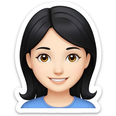 smiling girl with black hair sticker