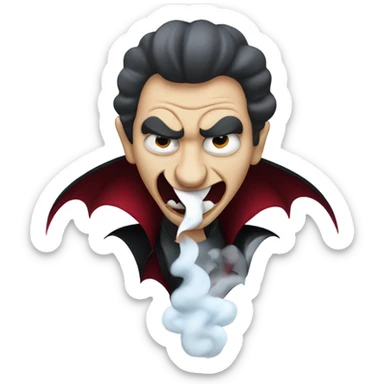 a vampire exhaling smoke sticker