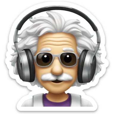albert einstein happy listening music with wireless headphones while in the gym sticker