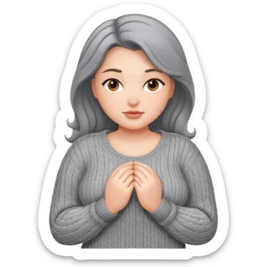 Design a woman’s grey sweater for a voluptuous woman. Only design the sweater. Remove the woman sticker