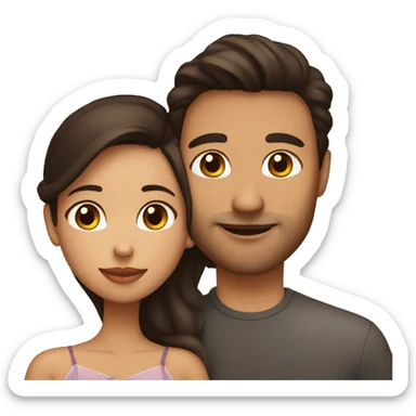 tan skin girl with dark brown hair kissing husband on cheek sticker