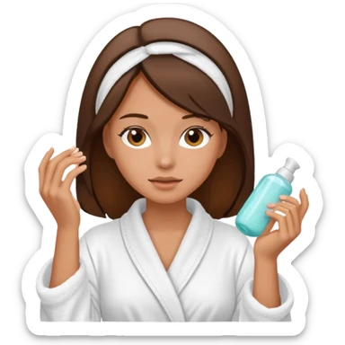 brunette tan exfoliating face skincare bathrobe sticker