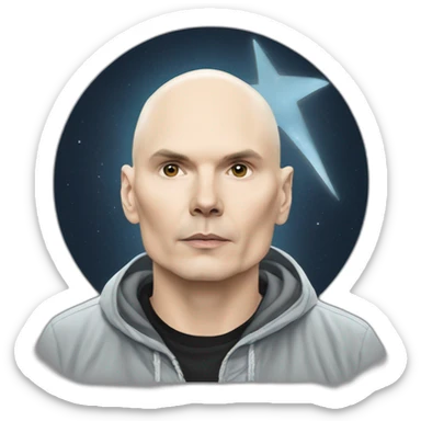 Billy corgan with a silver star on his t-shirt sticker